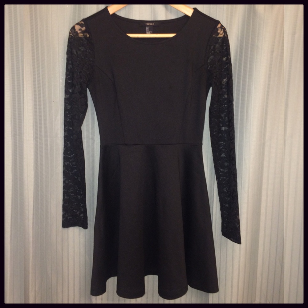 Black Lace Sleeved Dress